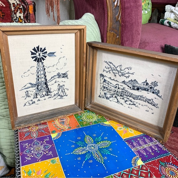 70s Farmhouse Embroidery Set of 2 - Picture 10 of 11